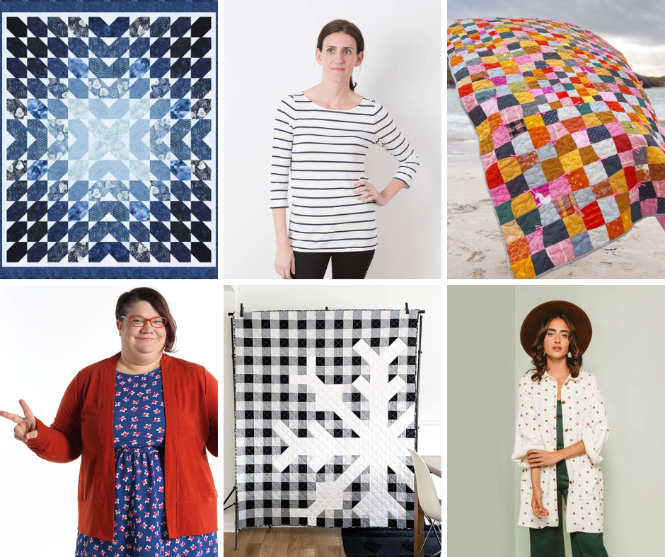 A collection of sewing projects - tops, coats and gorgeous quilts.