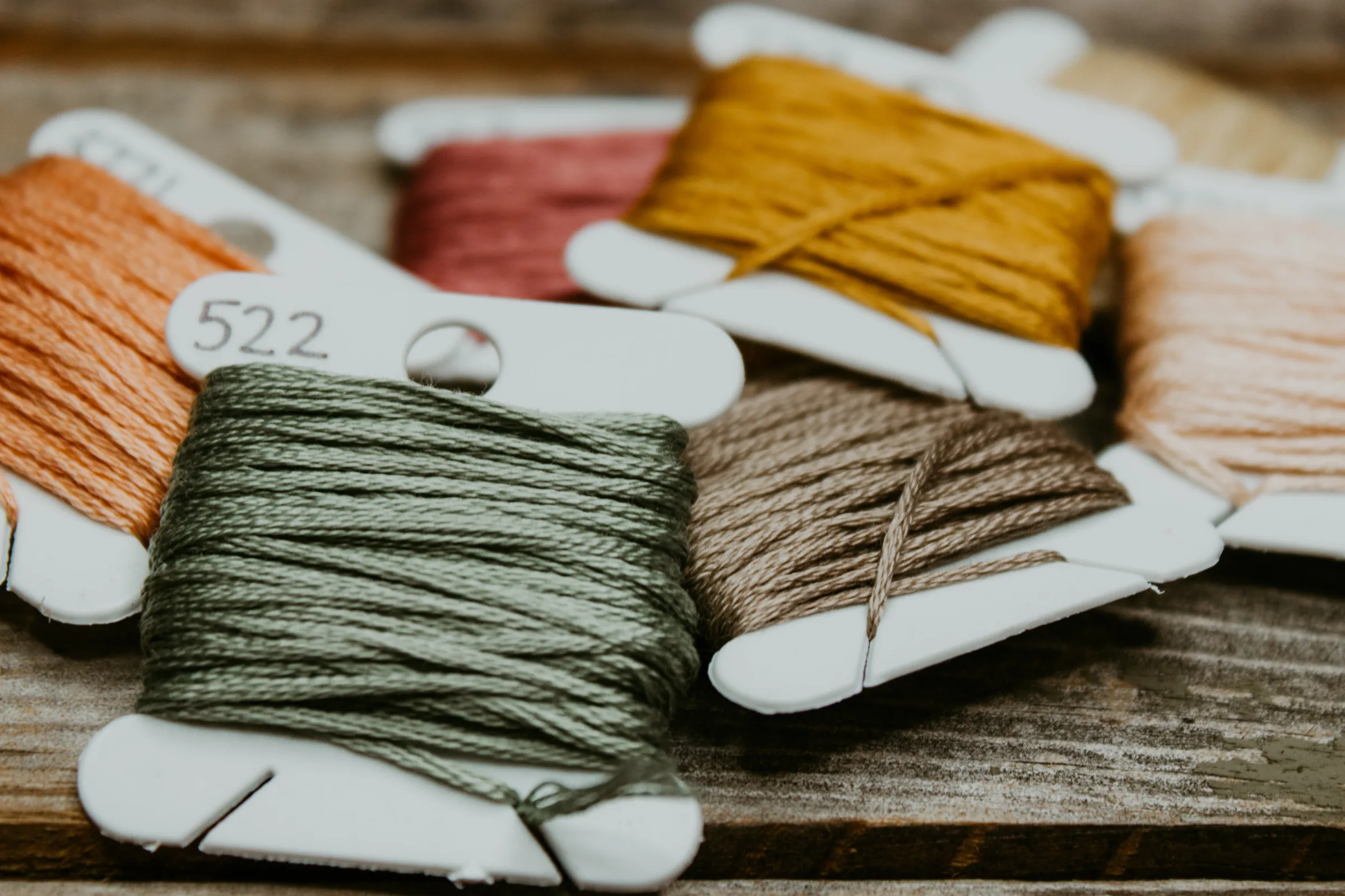 Embroidery floss wrapped around cards