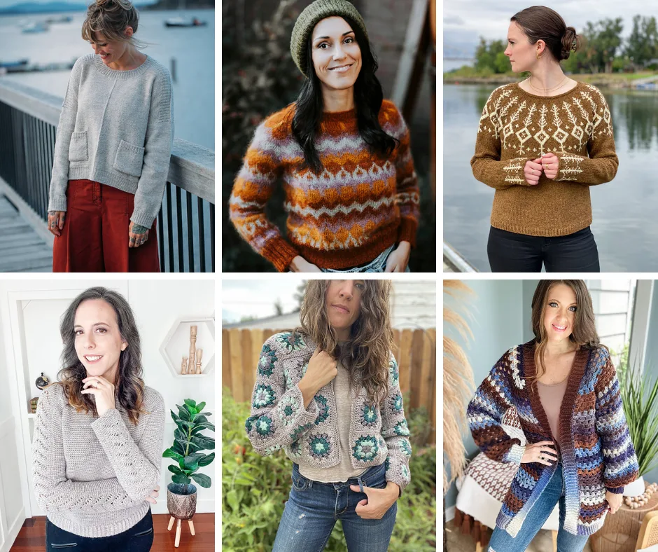 Six sweater patterns to knit and crochet